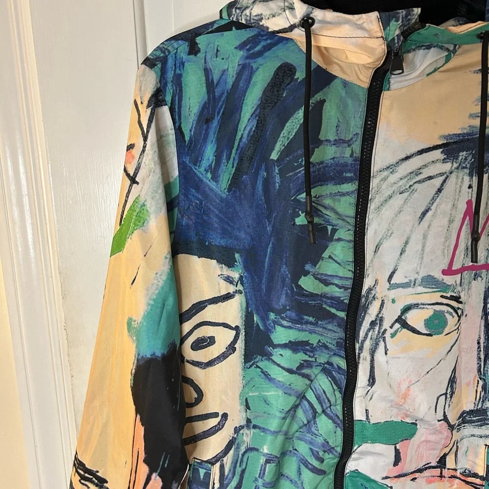 MEMBERS ONLY JEAN MICHEL BASQUIAT HOODED WINDBREAKER SIZE SMALL - Picture 3 of 12